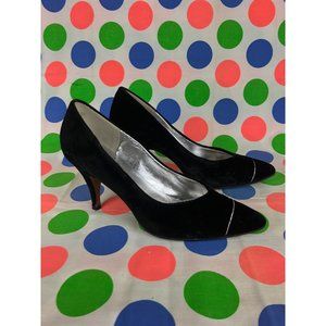 sz 7.5 sexy black velvet and silver high heels pum